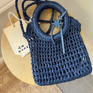 Navy Woven Tote Bag
